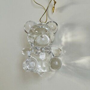 Teddy Bear Bow Tie Clear Acrylic Hanging Ornament Home Decor